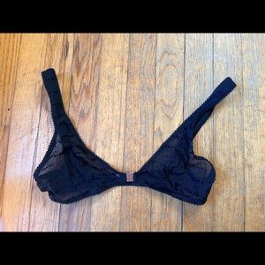 SAVAGE X FENTY mesh bralette, black, front clasp, unlined.